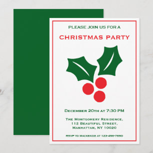 Convite Holly Red White E Green Name Festa De Natal Divert