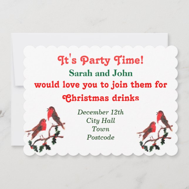 Convite Holly Robin Festivo (Frente)