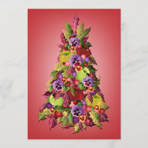 Convite Holly Tree com Maçãs e Panteras Pink Natal
