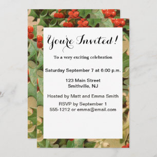 Convite Holly Tree Natal Vintage