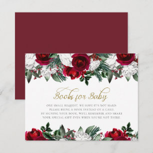 Convite HOLLY Winter Christmas Burgundy Books para Bebê
