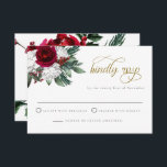 Convite HOLLY Winter Christmas Burgundy Floral RSVP Card<br><div class="desc">Este cartão RSVP de casamento apresenta florais brancos e arrojados com uma fonte elegante de caligrafia. Edite facilmente o texto do seu evento. Este RSVP é perfeito para seu evento boêmico ou rústico no deserto. Altere facilmente a cor no verso para corresponder a qualquer esquema de cor.</div>