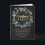 Convite Holly Wreath Chalkboard Festa de Natal<br><div class="desc">Festa de Natal Holly Wreath Chalkboard de Yule4Yall.</div>