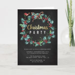 Convite Holly Wreath Chalkboard Festa de Natal<br><div class="desc">Festa de Natal Holly Wreath Chalkboard de Yule4Yall.</div>