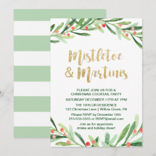 Convite Holly Wreath Mistletoe & Martinis