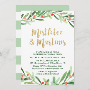 Convite Holly Wreath Mistletoe Martinis, Partido Cocktail