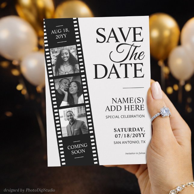 Convite Hollywood Film Strip Save the Date Personalized (Hollywood Film Strip Save the Date Personalized Invitation)