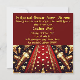 Convite Hollywood Glamor Sweet 16