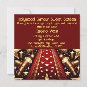 Convite Hollywood Glamor Sweet 16