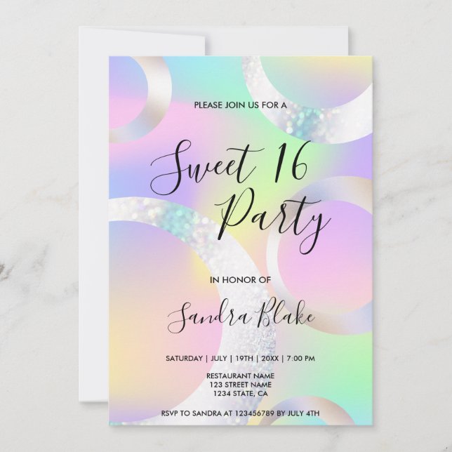 Convite Hológrafo de Cor do Unicórnio da Folha Holográfica (Frente)