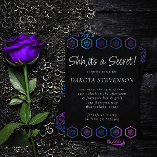 Convite Hologram D20   PnP Tabletop Dice Surprise Party