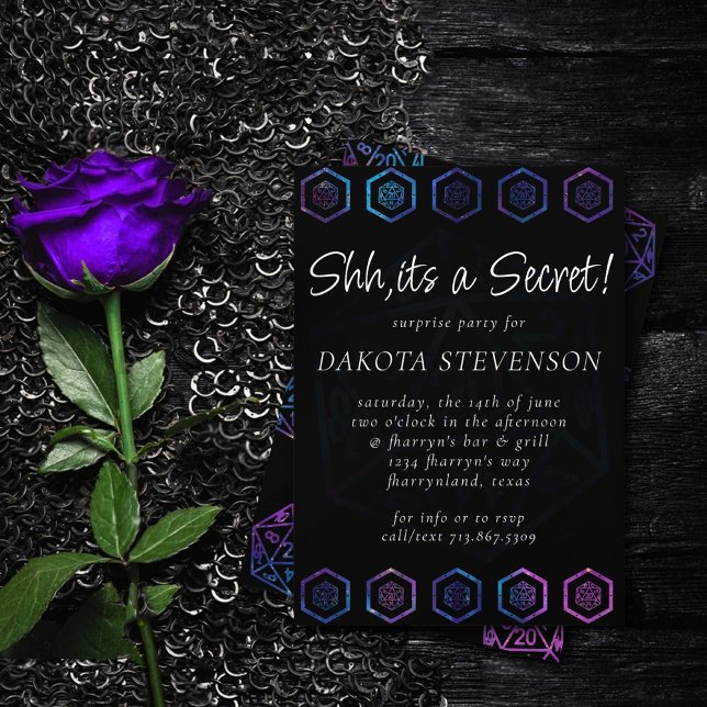 Convite Holograma D20 | PnP Tabletop Dice Surprise Party (Criador carregado)