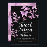 Convite Holographic Butterflies Rosa Doce Dezesseis Festa<br><div class="desc">Doce Dezesseis Convites com Borboletas Holográficas Faux</div>