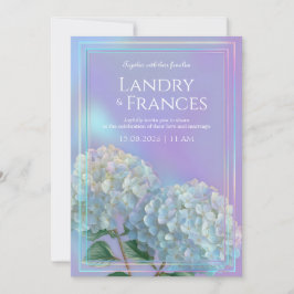 Convite Holographic Linear Lavender Hydrangea Wedding