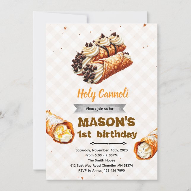 Convite Holy Cannoli birthday party invitation (Frente)
