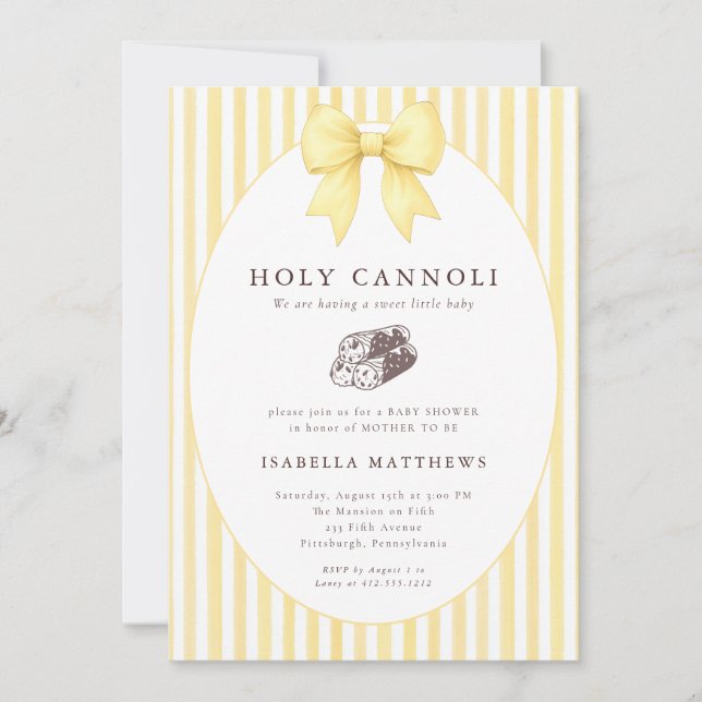 Convite Holy Cannoli Bow Baby Shower  (Frente)