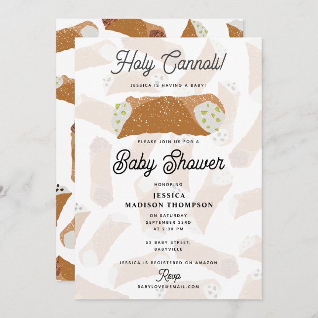 Convite Holy Cannoli Funny Italian Baby Shower (Frente/Verso)