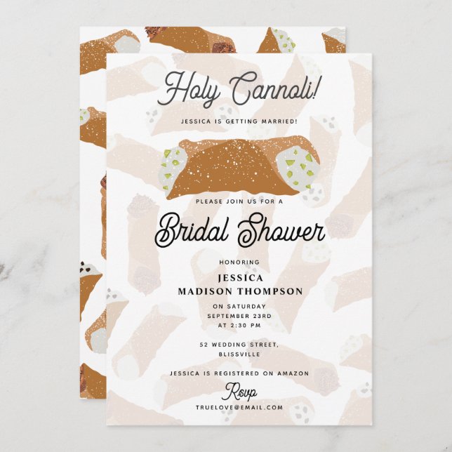 Convite Holy Cannoli Funny Italian Bridal Shower (Frente/Verso)