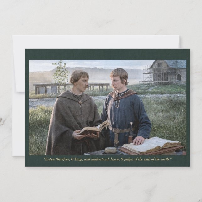 Convite Holy Card | Saint Alcuin with Charlemagne (Frente)