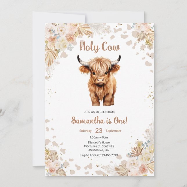 Convite Holy Cow Birthday Invitation (Frente)