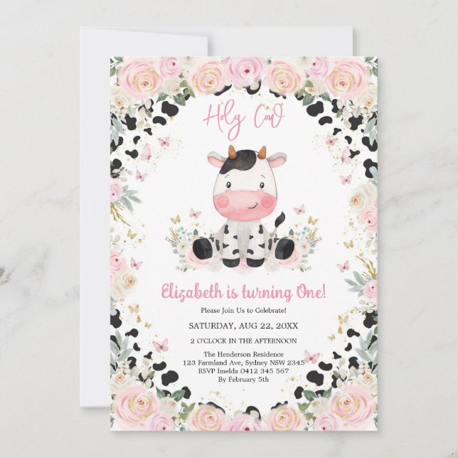 Convite Holy Cow Birthday Invitation (Frente)