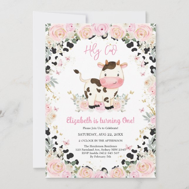 Convite Holy Cow Birthday Invitation (Frente)
