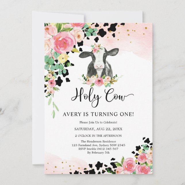 Convite Holy Cow Birthday Invitation (Frente)