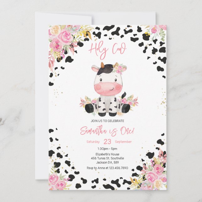 Convite Holy Cow Birthday Invitation (Frente)