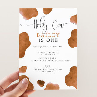 Convite Holy Cow Birthday Invitation, Brown Cow Print