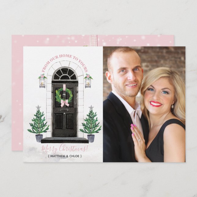 Convite Home for the Holidays Christmas Photo Card (Frente/Verso)