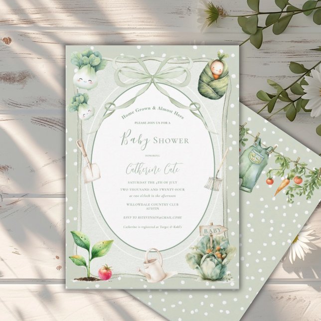 Convite Home Grown & Almost Here Vegetable Baby  (Criador carregado)