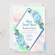 Home Sweet Home Blue Floral Housearming Party
