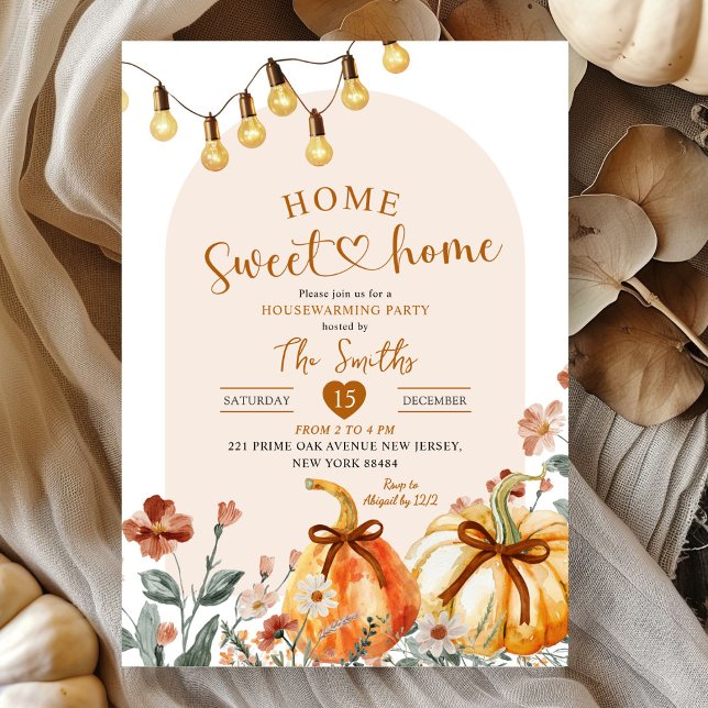 Convite Home Sweet Home Boho Pumpkin Housewarming Party (Criador carregado)