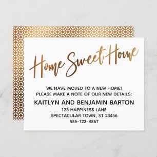 Convite Home Sweet Home Handwrite Dourada Card