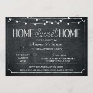 Convite Home Sweet Home Housearming Black & Silver Conite