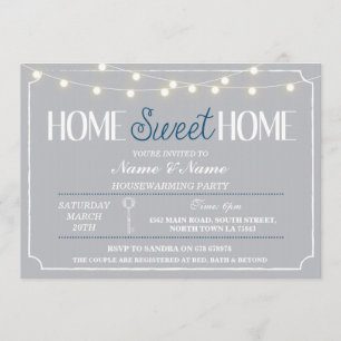 Convite Home Sweet Home Housearming Cinza White Key Convit