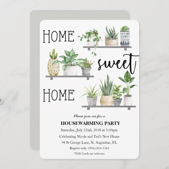 Convite Home Sweet Home Housearming Invitation (Frente/Verso)