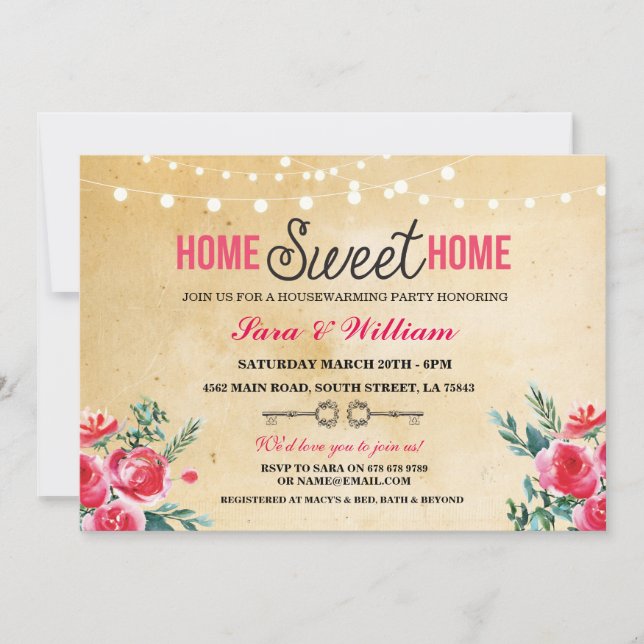 Convite Home Sweet Home Housewarming New Home Invitation (Frente)