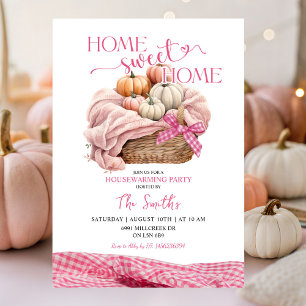 Convite Home Sweet Home Pink Gingham Pumpkin