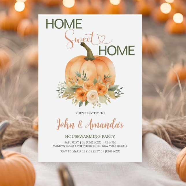 Convite Home Sweet Home Rustic Pumpkin Housearming Party (Criador carregado)