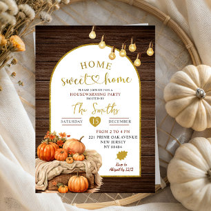 Convite Home Sweet Home Rustic Pumpkin Housearming Party