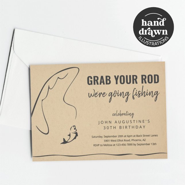 Convite Homem Adulto Engraçado Pesca Furiosa Festa de Apos (Criador carregado)