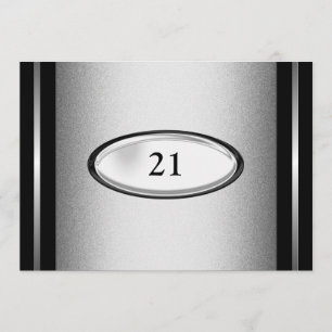 Convite Homem-aniversário de 21 anos de-Stripe de Prata P