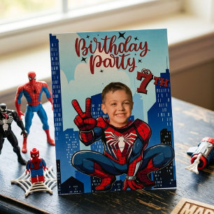 Convite Homem-Aranha Super-Herói Foto Festa de Aniversário