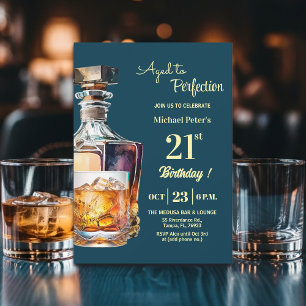Convite Homem de 21 anos Aniversário Whiskey Envelhecido à