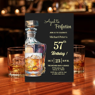 Convite Homem de 57 anos Aniversário Whiskey Envelhecido à