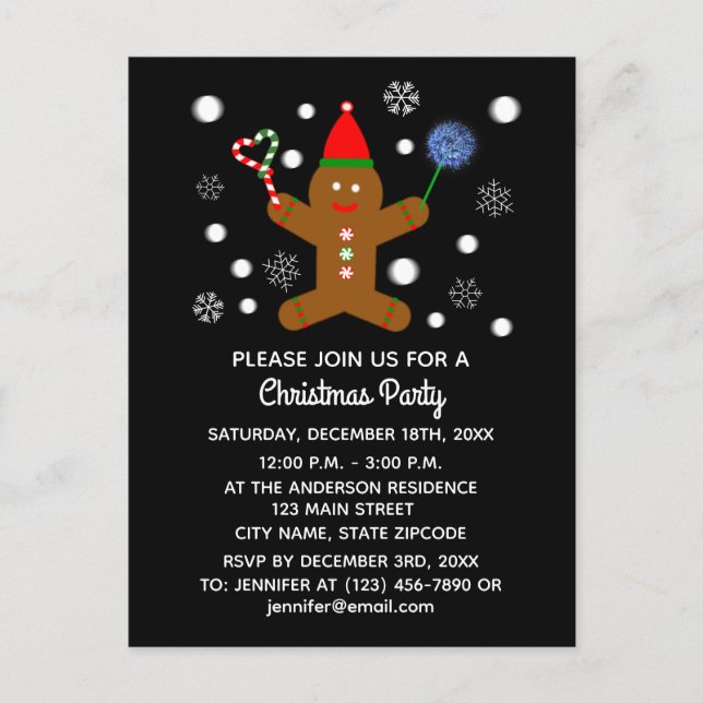 Convite Homem de Biscoito #2 Cartão Postal (Frente)