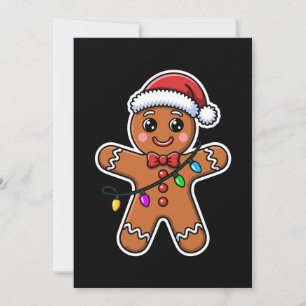 Convite Homem de Biscoito de Natal Chapéu de Papai Noel Lu
