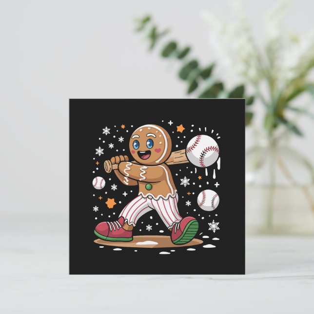 Convite Homem de Biscoito de Natal Esportista de Beisebol  (Em pé/Frente)