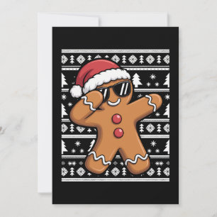 Convite Homem de Biscoito de Natal Fazendo Dab com Óculos